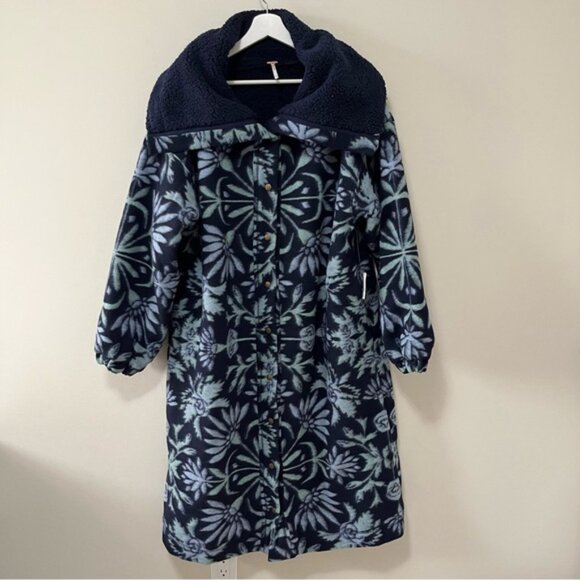 NWT FREE PEOPLE this love cardi coat in night sky combo Size XL - Picture 4 of 13